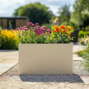 80cm Long Zinc Galvanised Cream 60cm Tall Trough Planter